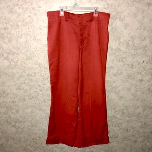 Vintage 70’s Male Brand (Satin Sheen) Burnt Orange Wide Leg/ Flair Pant